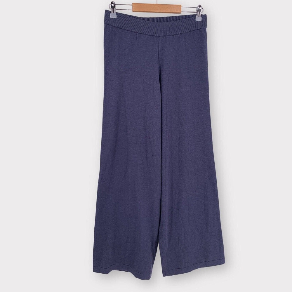 ONE GREY DAY High Rise Wide Leg Blue Knit Pants L